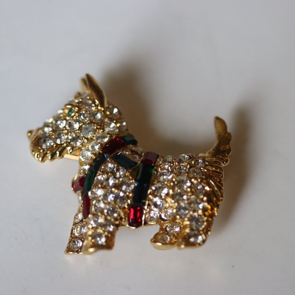 Vintage Signed Kenneth Jay Lane Scottie Dog Brooch KJL